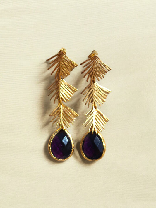 Pendientes long palm morado